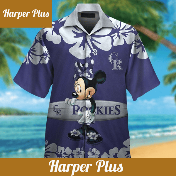 Colorado Rockies Minnie Mouse Short Sleeve Button Up Tropical Hawaiian Shirt - Trendy Aloha.jpg