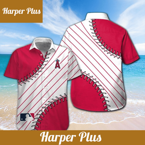 Los Angeles Angels Short Sleeve Button Up Tropical Hawaiian Shirt VER010 - Trendy Aloha.jpg