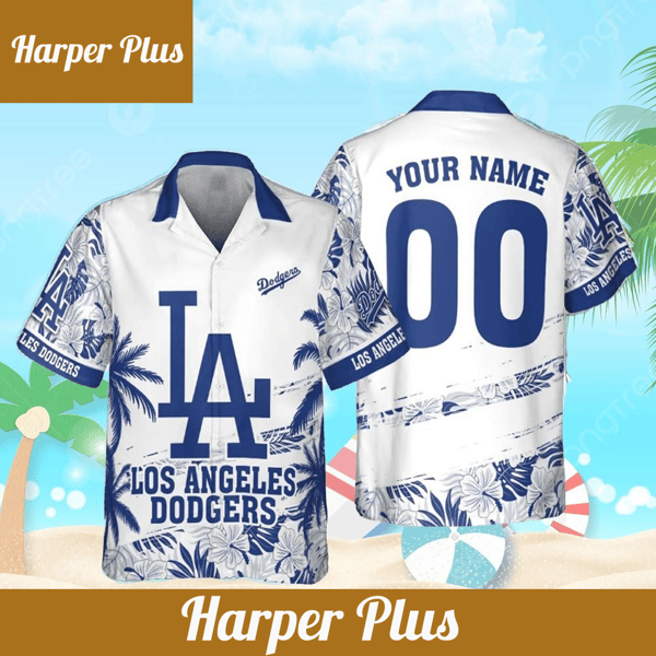 Los Angeles Dodgers MLB Flower Pattern Summer Hawaiian Shirt Personalized - Trendy Aloha.jpg