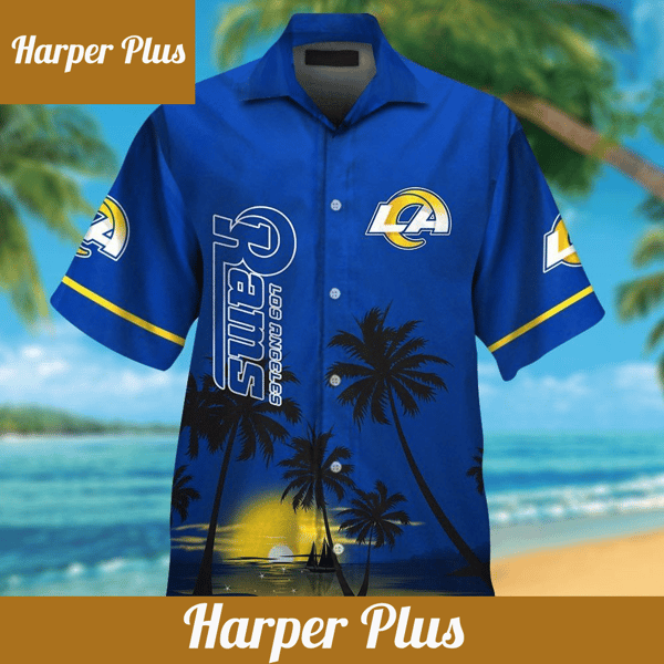 Los Angeles Rams Short Sleeve Button Up Tropical Hawaiian Shirt VER01 - Trendy Aloha.jpg