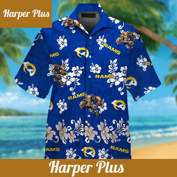 Los Angeles Rams Short Sleeve Button Up Tropical Hawaiian Shirt VER014 - Trendy Aloha.jpg