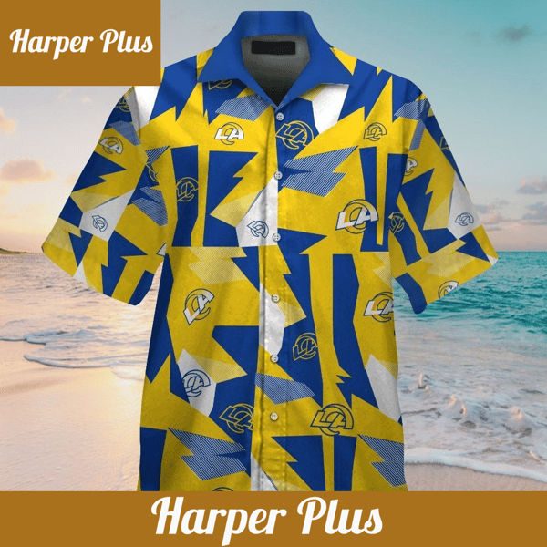Los Angeles Rams Short Sleeve Button Up Tropical Hawaiian Shirt VER025 - Trendy Aloha.jpg