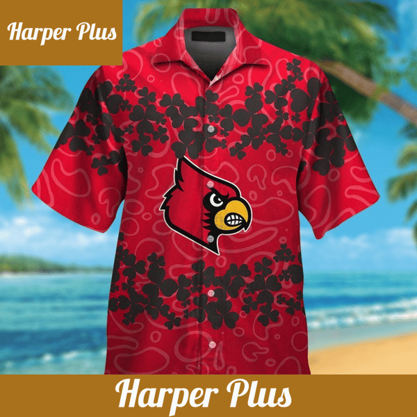 Louisville Cardinals Short Sleeve Button Up Tropical Hawaiian Shirt VER025 - Trendy Aloha.jpg