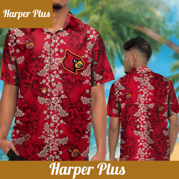 Louisville Cardinals Short Sleeve Button Up Tropical Hawaiian Shirt VER027 - Trendy Aloha.jpg