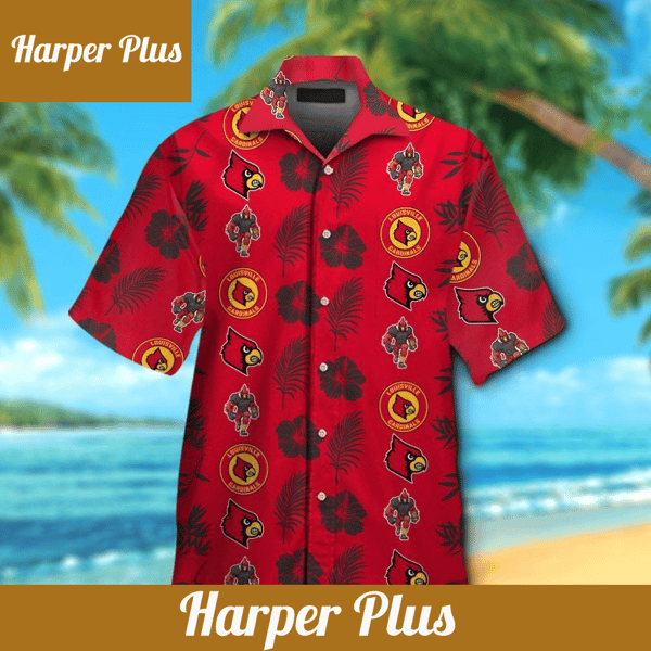 Louisville Cardinals Short Sleeve Button Up Tropical Hawaiian Shirt VER030 - Trendy Aloha.jpg