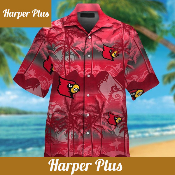 Louisville Cardinals Short Sleeve Button Up Tropical Hawaiian Shirt VER09 - Trendy Aloha.jpg
