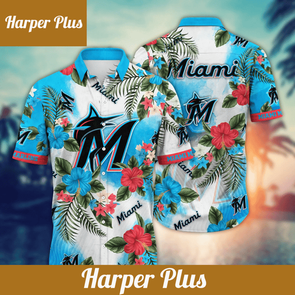 Miami Marlins MLB Hawaiian Shirt Summer Campstime Aloha Shirt - Trendy Aloha.png