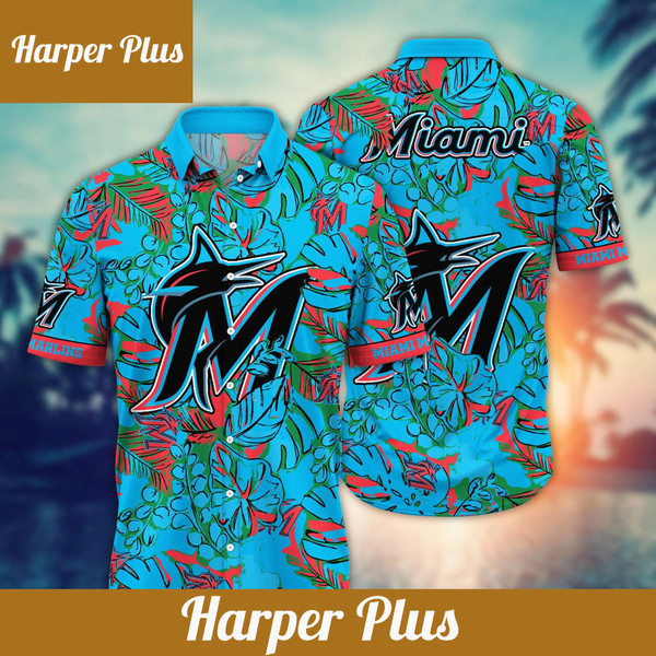 Miami Marlins MLB Hawaiian Shirt Warm Breezes Aloha Shirt - Trendy Aloha.png