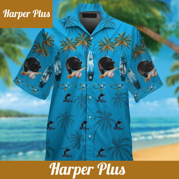 Miami Marlins Short Sleeve Button Up Tropical Hawaiian Shirt VER08 - Trendy Aloha.jpg
