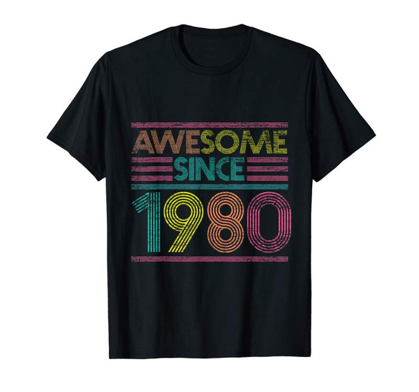 Adorable Awesome Since 1980 40th Birthday Gifts 40 Years Old T-Shirt - Tees.Design.png