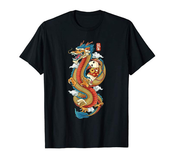 Adorable Chinese New Year Chinese Dragon Shirt Rat Riding Dragon T-Shirt - Tees.Design.png