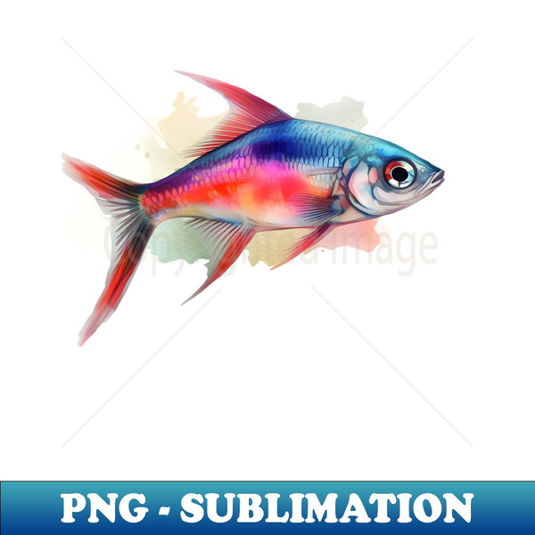 Watercolor Neon Tetra fish - Modern Sublimation PNG File - T