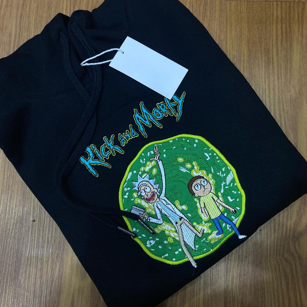 R.ic.k and M.or.ty Embroidered Hoodie, Embroidered Sweatshirt, Bestfriend Matching Crewnech Sweatshirt, Anniversary Gift.jpg