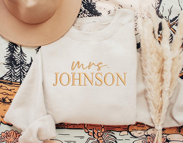 Custom Mrs Embroidered Sweatshirt, Mrs Last Name Sweatshirt, Bride Personalized Sweater, Wifey Shirt, Future Mrs Shirt, Engagement Gift.jpg