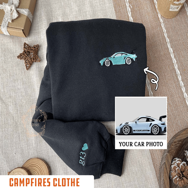 CUSTOM Embroidered Car Sweatshirt, Car Guy Gifts, Gifts For Boyfriend, Car Photo Shirt, Gift For Car Enthusiast.jpg