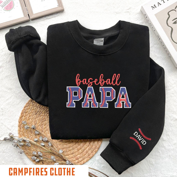 Embroidered Baseball Dad And Papa Sweatshirt, Personalized Baseball Papa Gift, In My Baseball Dad Era Shirt, Game Day Shirt,Mom Sport Crewne.jpg