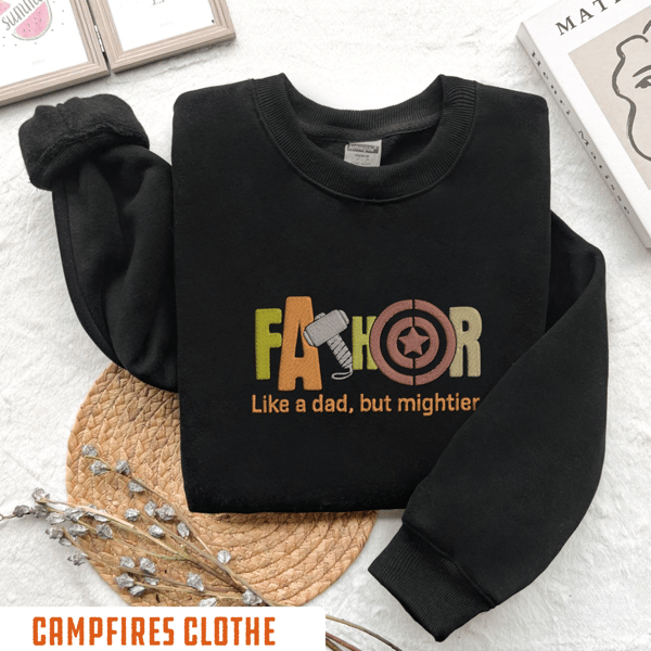 Embroidered Fathor Crewneck, Father's Day Gift, Men's Shirt, Super Daddio Sweatshirt, Superhero Dad Shirt, Gift For Dad.jpg