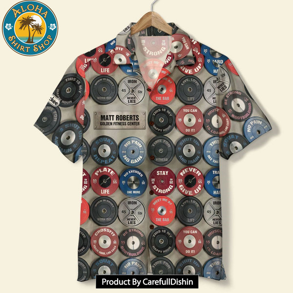 Barbell Pattern Gym Hawaiian Shirt.jpg