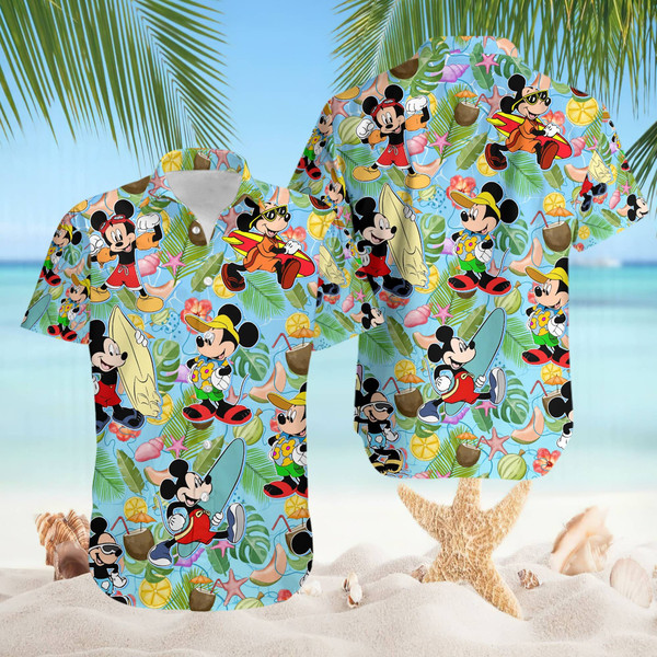 Mickey Hawaiian Shirt, Mickey Summer Hawaiian Shirt, Summer Beach Shirt, Disneyland Trip Shirt, Disneyworld Family Vacation 2024 Shirt.jpg
