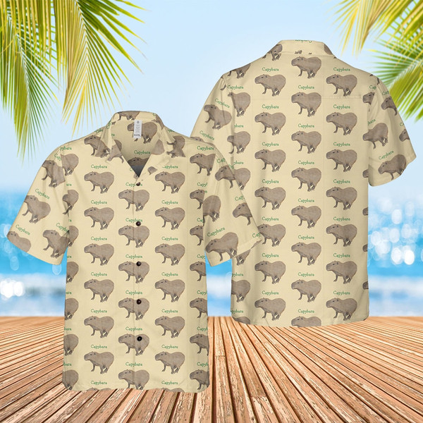 Capybara Hawaiian Shirt, Funny Capybara Tropical Shirt, Summer Vibes, Hawaiian Shirt, Cute Capybara, Capybara Lover Shirt.jpg