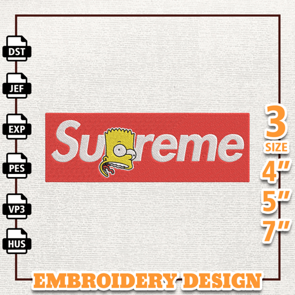 Supreme Bart Simpson Embroidery Design, Brand Embroidery Design.png