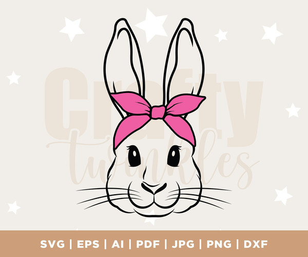 Bunny Svg, Easter Bunny Bandana, Bunny Bandana Svg, Bunny With Bandana Svg, Kid's Easter Design, Bandana Svg, Easter Bandana Svg, Cute Svg.jpg