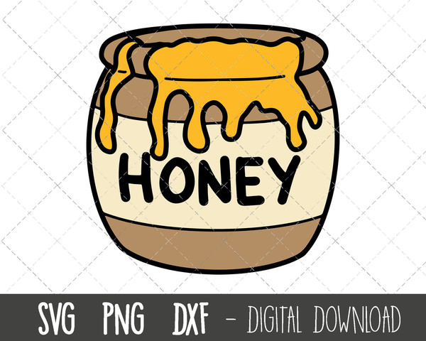 Honey pot SVG, honey svg, honey pot clipart png, bee svg, bee honey svg, dxf, honey jar svg, honey pot cricut silhouette svg cutting file 1.jpg