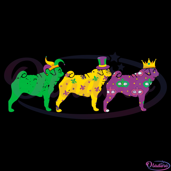 Mardi Gras Pug Beads Festival Jester Hat SVG Digital File.png