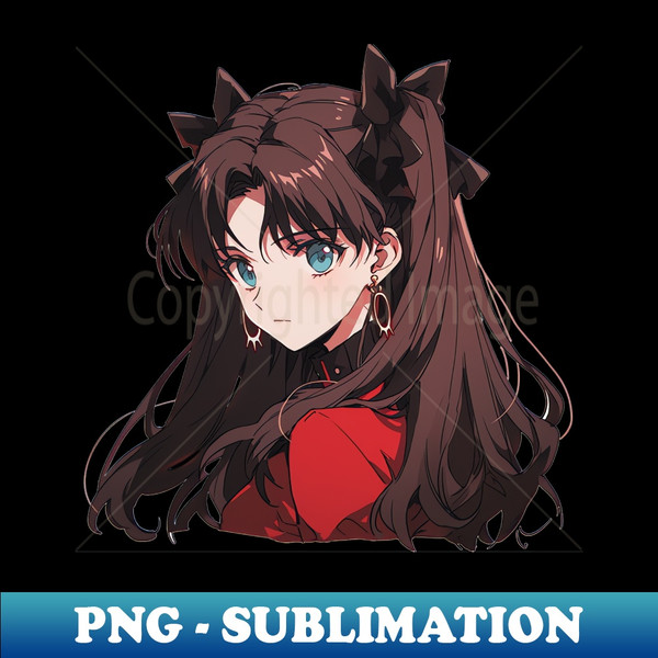 Rin Tohsaka Fate Stay Night Graphic Illustration - PNG Transparent Sublimation File - Spice Up Your Sublimation Projects