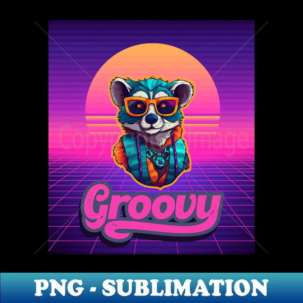 Groovy Lemur  Retro  Vintage  Party - Unique Sublimation PNG Download