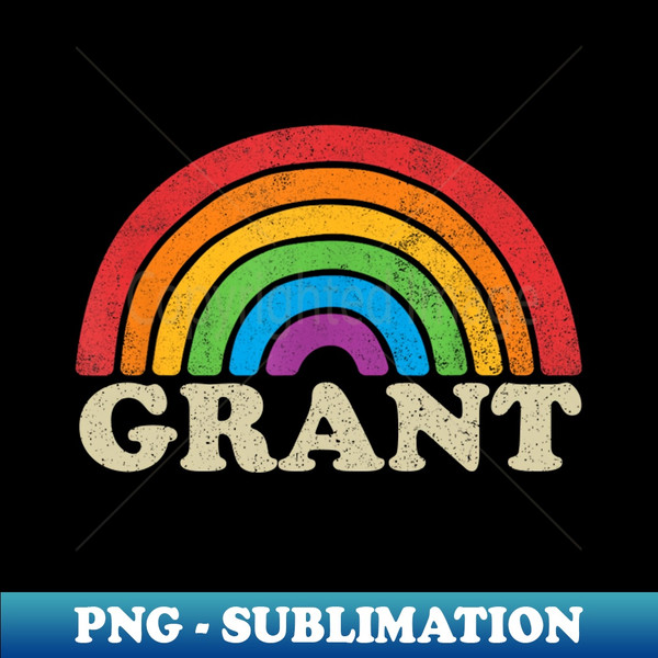 Grant - Retro Rainbow Flag Vintage-Style - Exclusive Sublimation Digital File - Capture Imagination with Every Detail