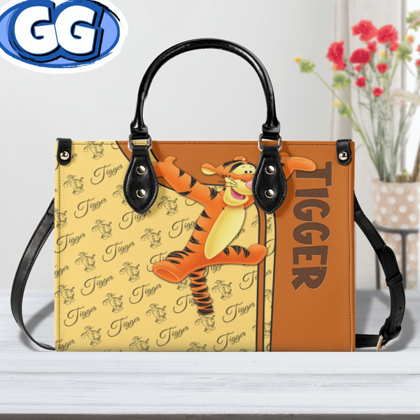 Tigger Women leather hand bag,Tigger Woman Handbag,Tigger Purse,Tigger Lover's Handbag,Custom Leather Bag,Personalized Bag,Shopping Bag 1.jpg