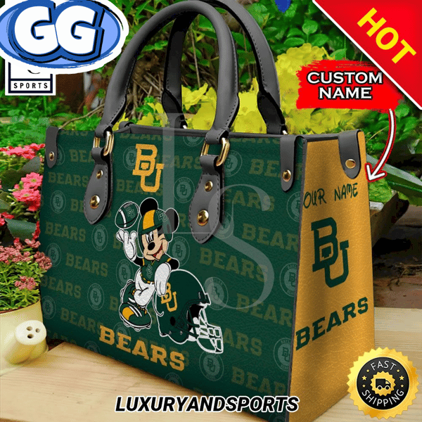 NCAA Baylor Bears Mickey Custom Name Leather Bag.jpg