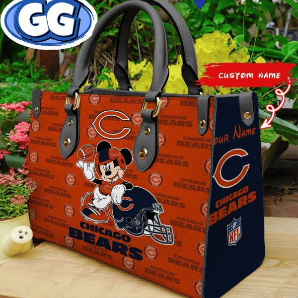 Chicago Bears Mickey Leather Bag Custom Name Women Bag.jpg