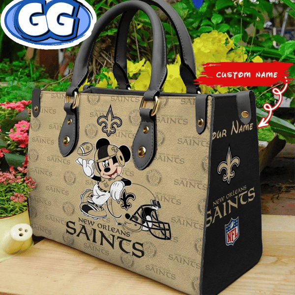 New Orleans Saints Mickey Leather Bag Custom Name Women Bag.jpg