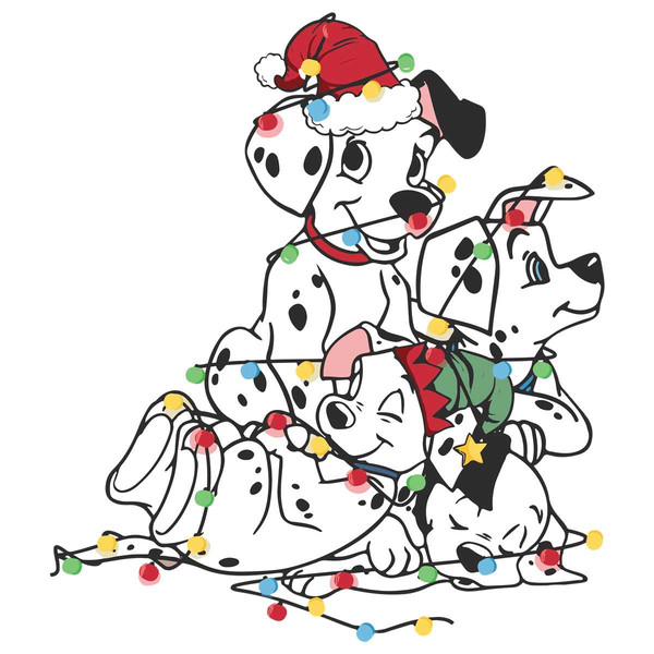 Dalmatian Dog Xmas SVG Christmas Lights Cutting File.jpg