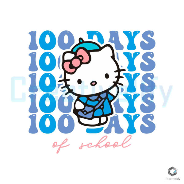 Kitty 100 Days Of School SVG File Digital Download.jpg