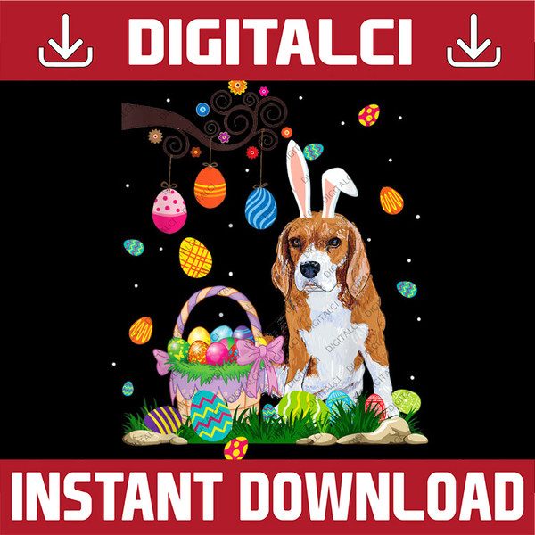 Beagle Dog Ear Easter Eggs Funny Easter Day Easter Day Png, Happy Easter Day Sublimation Design.jpg