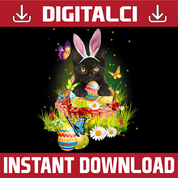 Black Cat Easter Day Bunny Eggs Easter Day Png, Happy Easter Day Sublimation Design.jpg