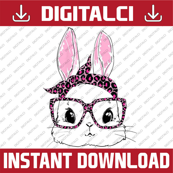 Cute Bunny Face Leopard Glasses Headband Happy Easter Day Easter Day Png, Happy Easter Day Sublimation Design.jpg