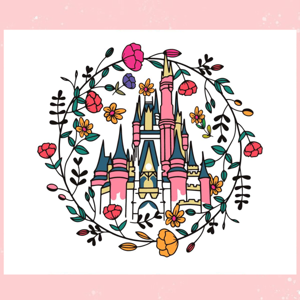 Floral Disney Magical Castle Svg For Cricut Sublimation Files.jpg