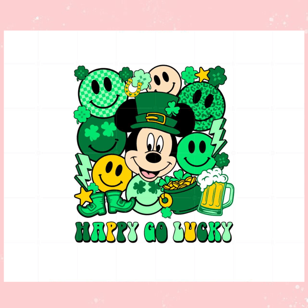 Happy Go Lucky St Patrick's Day Mickey Mouse Svg Cutting Files.jpg