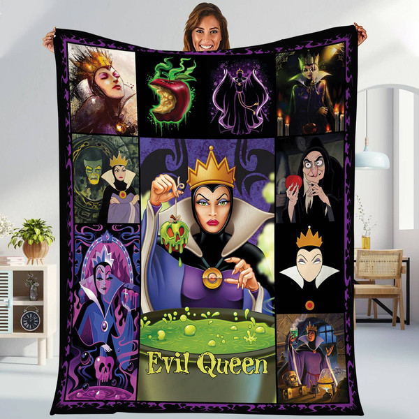 Evil Queen Villains Blanket  Snow White And The Evil Queen Blanket  Evil Queen Poison Apple Kingdom Throw Blanket Bed Couch Sofa.jpg