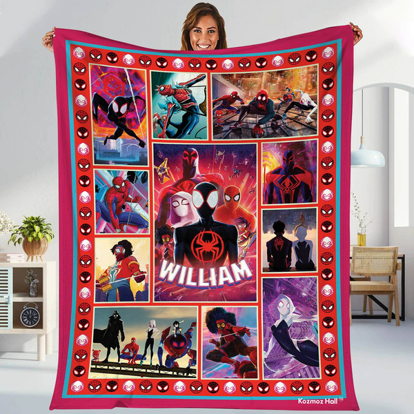 Spider-Man Across the Spider-Verse Blanket  Miles Morales Spider Punk Spider 2099 Blanket  Spidey Superhero Blanket.jpg