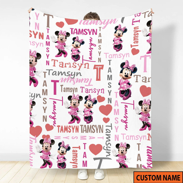 Personzlized Name Disney Minnie Blanket, Minnie Mouse Fleece Blanket, Disney Christmas Gift For Kids, Birthday Gift, Disneyland 2023 Blanket.jpg