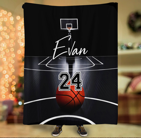 Personalized Name and Number Basketball Blanket Basketball Blanket for Son, Grandson, Basketball Boy Birthday Gift for Basketball Lover 03.jpg