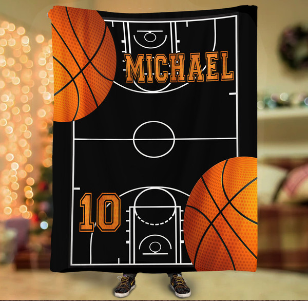 Personalized Name and Number Basketball Blanket Basketball Blanket for Son, Grandson, Basketball Boy Birthday Gift for Basketball Lover 06.jpg