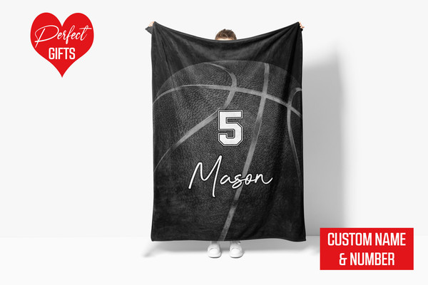 Personalized Name and Number Basketball Blanket Basketball Blanket for Son, Grandson, Basketball Boy Birthday Gift for Basketball Lover 08.jpg