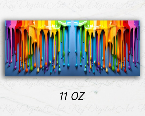3D Rainbow Dripping Paint Mug Wrap 11oz & 15oz Mug Template, 3D Mug Sublimation Design Mug Wrap Template PNG Instant Digital Download2.jpg