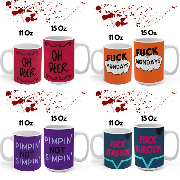 Oh Deer Mug  Hazbin Hotel Inspired Alastor Mug  Helluva Boss  Pimpin Not Simpin  Fan Art Coffee Mug2 (1).jpg